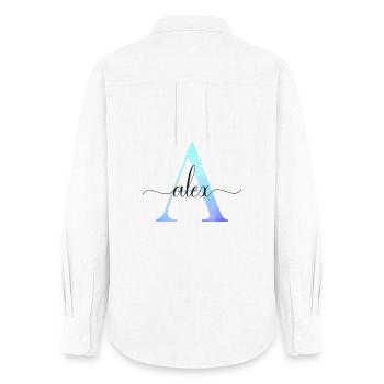 A| Monogramme | Nom | Alex | Aquarelle - Chemise Oxford Femme - blanc - Dos - AI Model Female 172 light (172cm)