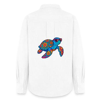Colorful flower animal turtle with sunglasses - Women's Oxford Shirt - white - Back - AI Model Female 172 light (172cm)