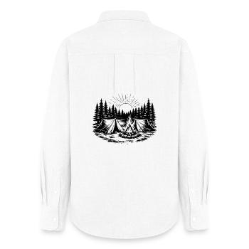 Camping Tent Forest Landscape - Women's Oxford Shirt - white - Back - AI Model Female 172 light (172cm)