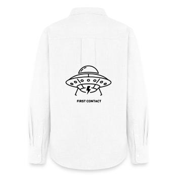 UFO First Contact Alien Lightning Vector - Women's Oxford Shirt - white - Back - AI Model Female 172 light (172cm)