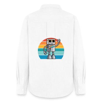 Robot Ki rétro pour les passionnés de technologie et les fans de robots - Chemise Oxford Femme - blanc - Dos - AI Model Female 172 light (172cm)