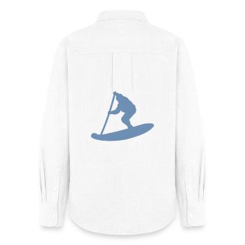 Minimalist Stand Up Paddle Silhouette - Women's Oxford Shirt - white - Back - AI Model Female 172 light (172cm)