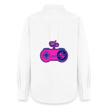 Retro-Pink-Neon-Controller - Frauen Oxford Hemd - Weiß - Hinten - AI Model Female 172 light (172cm)
