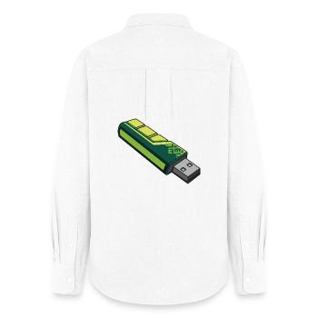 usb_en_tonos_verdes - Chemise Oxford Femme - blanc - Dos - AI Model Female 172 light (172cm)