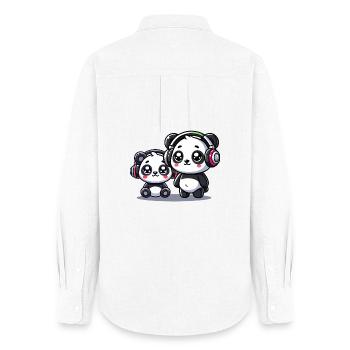 niedliches Panda Kopfhörer Motiv - Frauen Oxford Hemd - Weiß - Hinten - AI Model Female 172 light (172cm)
