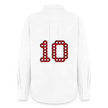 10. 10 JAHRE. 10-JÄHRIGES JUBILÄUM. 10-JÄHRIGES JUBILÄUM. - Frauen Oxford Hemd - Weiß - Hinten - AI Model Female 172 light (172cm)