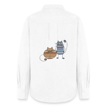 Cats - Women's Oxford Shirt - white - Back - AI Model Female 172 light (172cm)