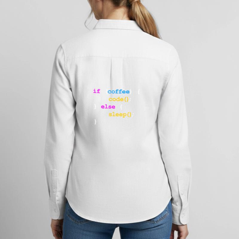 No Coffee No Code Programmer Computer Scientist Women's Oxford Shirt
