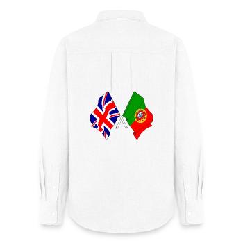Drapeau Angleterre, drapeau Portugal - Chemise Oxford Femme - blanc - Dos - AI Model Female 172 light (172cm)