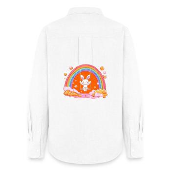 Balançoire arc-en-ciel du Lapin Câlin - Chemise Oxford Femme - blanc - Dos - AI Model Female 172 light (172cm)