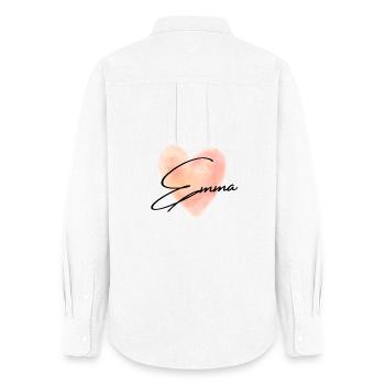 Emma Nom pour le prénom de fille Baby Girl Baby Girl Baby Shower - Chemise Oxford Femme - blanc - Dos - AI Model Female 172 light (172cm)