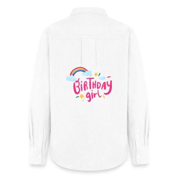 Birthday Girl Rainbow Sparkle - Women's Oxford Shirt - white - Back - AI Model Female 172 light (172cm)