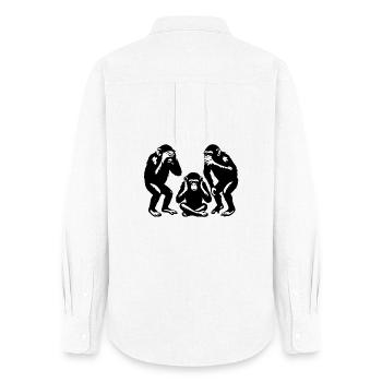 Trio graphique de singes sur fond noir et blanc - Chemise Oxford Femme - blanc - Dos - AI Model Female 172 light (172cm)