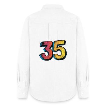 35 Number Colorful - Women's Oxford Shirt - white - Back - AI Model Female 172 light (172cm)