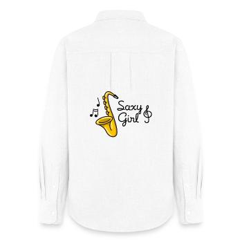 Saxy girl - Sexy fille saxophone pun - Chemise Oxford Femme - blanc - Dos - AI Model Female 172 light (172cm)