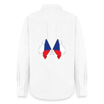 Deux drapeaux République tchèque - Chemise Oxford Femme - blanc - Dos - AI Model Female 172 light (172cm)