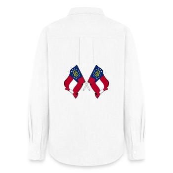 Deux drapeaux traversaient la Géorgie - Chemise Oxford Femme - blanc - Dos - AI Model Female 172 light (172cm)