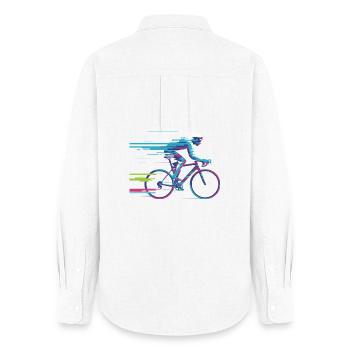 Evolve Your Ride – Glitch Cycling Concept - Women's Oxford Shirt - white - Back - AI Model Female 172 light (172cm)