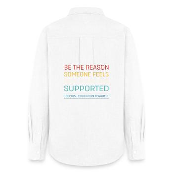 Pédagogue en éducation spécialisée - Chemise Oxford Femme - blanc - Dos - AI Model Female 172 light (172cm)