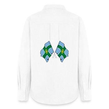 Drapeaux du Derbyshire croisés - Chemise Oxford Femme - blanc - Dos - AI Model Female 172 light (172cm)