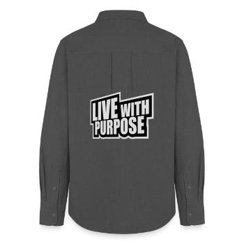 Live With Purpose Motivation Sense Mindset Saying - Women's Oxford Shirt - anthracite - Back - AI Model Female 172 light (172cm)