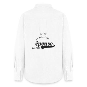 Meilleure Épouse Arc 2020 - Chemise Oxford Femme - blanc - Dos - AI Model Female 172 light (172cm)