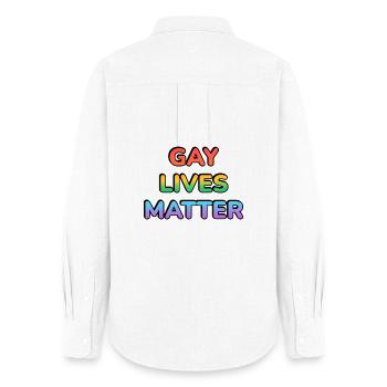 Fierté arc-en-ciel Gay Lives Matter - Chemise Oxford Femme - blanc - Dos - AI Model Female 172 light (172cm)