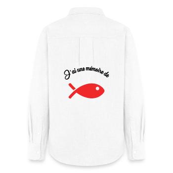 FISH. MEMORY - Women's Oxford Shirt - white - Back - AI Model Female 172 light (172cm)