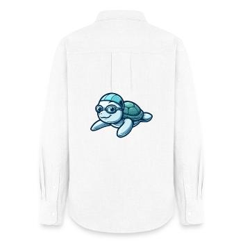 Learned Loggerhead: The Oceanic Scholar - Women's Oxford Shirt - white - Back - AI Model Female 172 light (172cm)