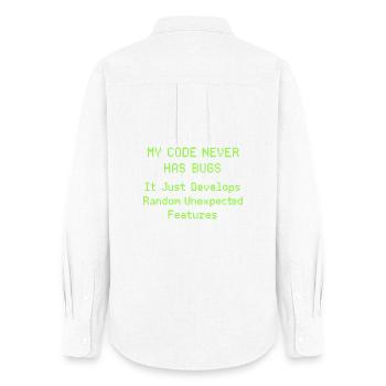 Mein Code hat nie Bugs, er entwickelt nur zufällig - Frauen Oxford Hemd - Weiß - Hinten - AI Model Female 172 light (172cm)
