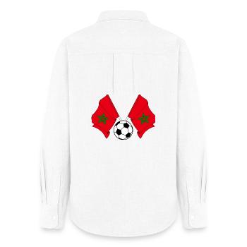 Deux drapeaux marocains avec un ballon de football Maroc - Chemise Oxford Femme - blanc - Dos - AI Model Female 172 light (172cm)