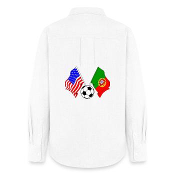 Football Portugal vs USA - Chemise Oxford Femme - blanc - Dos - AI Model Female 172 light (172cm)