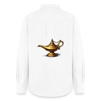 Golden Oil Lamp Ornament - Women's Oxford Shirt - white - Back - AI Model Female 172 light (172cm)