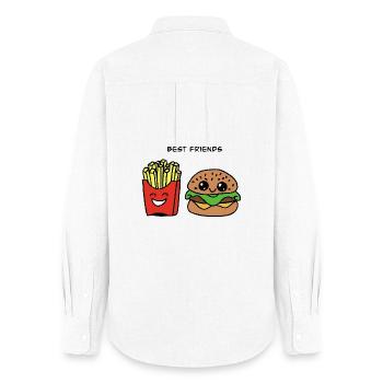 Meilleurs amis : Burger & Fries Duo - Chemise Oxford Femme - blanc - Dos - AI Model Female 172 light (172cm)