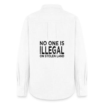 No One Is Illegal On Stolen Land - Illegality - Women's Oxford Shirt - white - Back - AI Model Female 172 light (172cm)