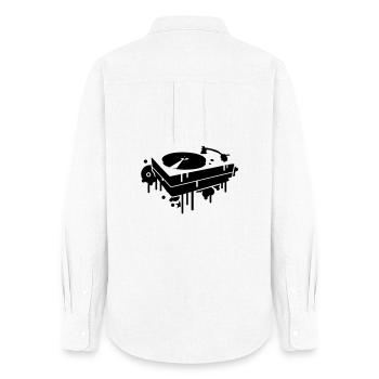 A record player - Women's Oxford Shirt - white - Back - AI Model Female 172 light (172cm)