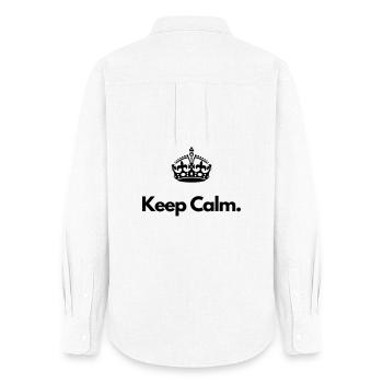 Bleiben Sie ruhig – Minimale Motivation – Kronen-Statement - Frauen Oxford Hemd - Weiß - Hinten - AI Model Female 172 light (172cm)