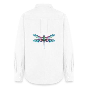 Dragonfly - Cooles Low-Poly-Logo - Frauen Oxford Hemd - Weiß - Hinten - AI Model Female 172 light (172cm)