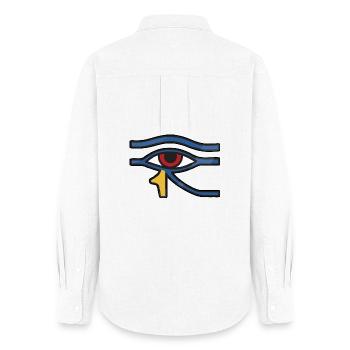Oeil d’Horus Ligne Bleue - Chemise Oxford Femme - blanc - Dos - AI Model Female 172 light (172cm)