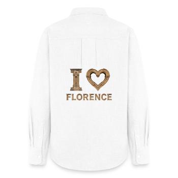 FLORENCE – Lettrage en pierre de la Renaissance - Chemise Oxford Femme - blanc - Dos - AI Model Female 172 light (172cm)