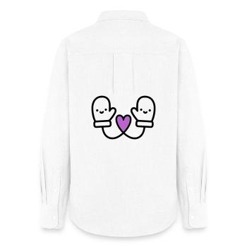 Süße Handschuhe mit Herz | Winter Liebe - Frauen Oxford Hemd - Weiß - Hinten - AI Model Female 172 light (172cm)