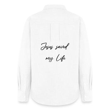Jesus saved my Life - Saved by grace - Women's Oxford Shirt - white - Back - AI Model Female 172 light (172cm)