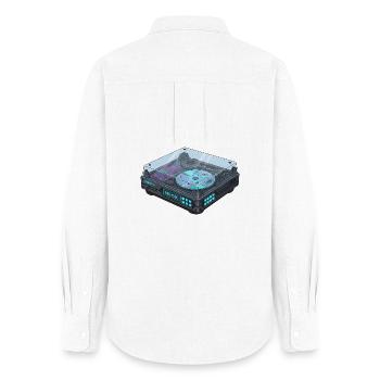 Platine tournante futuriste Cool Modern Design - Chemise Oxford Femme - blanc - Dos - AI Model Female 172 light (172cm)