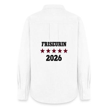 2026 Friseurin Beruf Abschluß Lehre Bestanden - Frauen Oxford Hemd - Weiß - Hinten - AI Model Female 172 light (172cm)