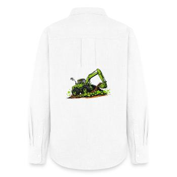  St Patricks Day Excavator Digger Construction - Women's Oxford Shirt - white - Back - AI Model Female 172 light (172cm)
