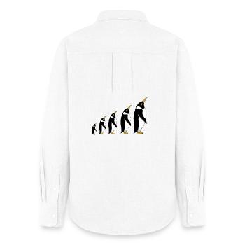 Aufsteigende Pinguin-Silhouetten - Frauen Oxford Hemd - Weiß - Hinten - AI Model Female 172 light (172cm)