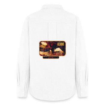 Retro badge, Algarve Portugal, beach summer sun - Women's Oxford Shirt - white - Back - AI Model Female 172 light (172cm)