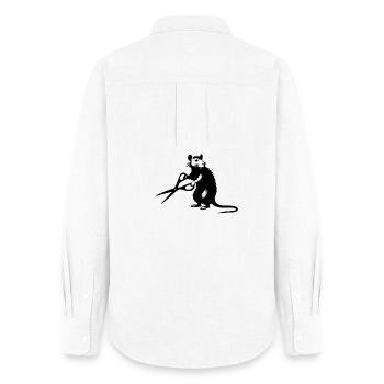 Ratte mit Schere im Streetart Stencil Stil - Frauen Oxford Hemd - Weiß - Hinten - AI Model Female 172 light (172cm)