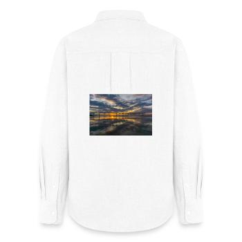 Sunset Pier Reflections - Women's Oxford Shirt - white - Back - AI Model Female 172 light (172cm)