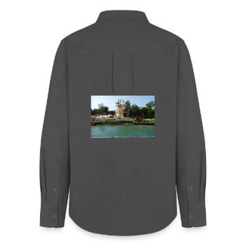The fishermen's cottages of Caorle - Women's Oxford Shirt - anthracite - Back - AI Model Female 172 light (172cm)